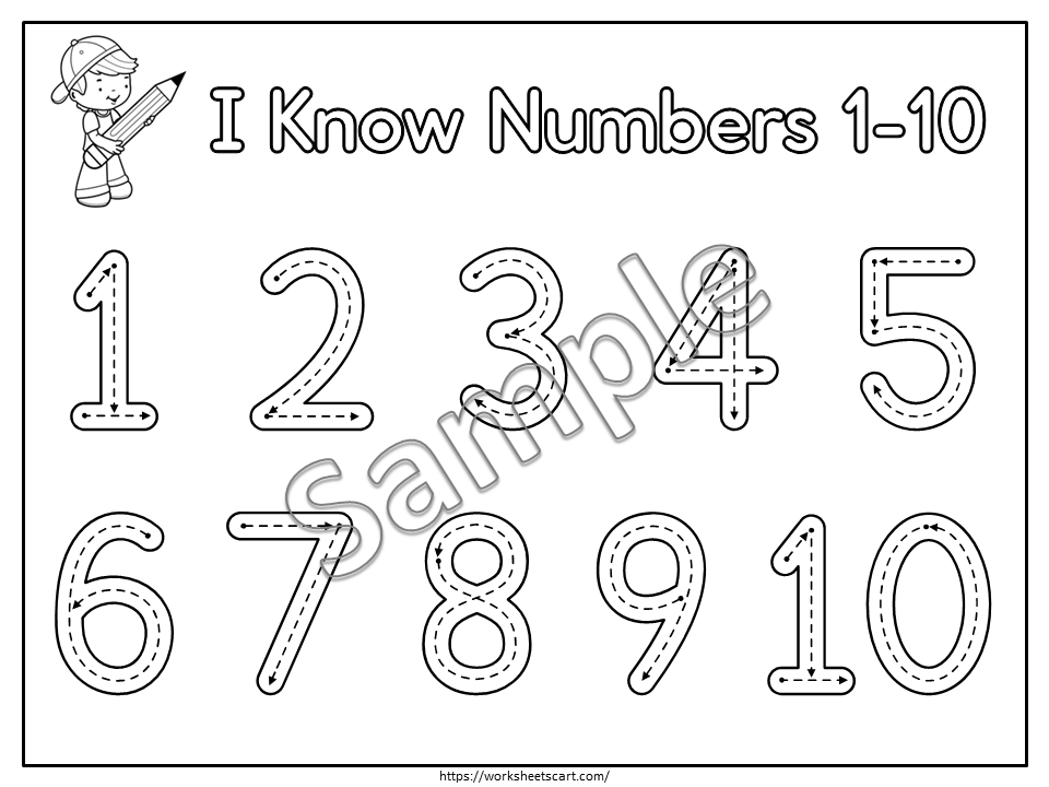 Number Tracing Pages, Number 1-10 Worksheets, Number Tracing Cards, Preschool Worksheets, Preschool Printable, Learning Numbers, Educational, WWF450