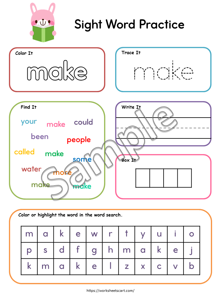 Fry's First 100 Sight Words Worksheets, Sight Words Printable, Handwriting & Spelling Practice, Kindergarten Activities, First Grade, WWF451