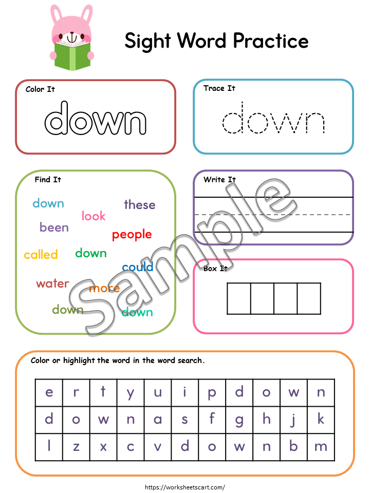 Fry's First 100 Sight Words Worksheets, Sight Words Printable, Handwriting & Spelling Practice, Kindergarten Activities, First Grade, WWF451