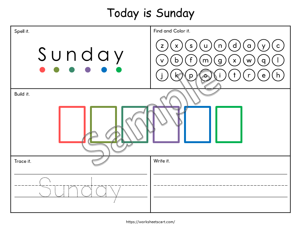 Days of the Week Worksheet, Days of the Week Printable, Learning Days of the Week, Preschool, Kindergarten, Grade 1, Instant Download, WWF454