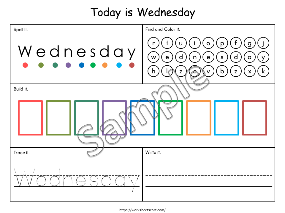 Days of the Week Worksheet, Days of the Week Printable, Learning Days of the Week, Preschool, Kindergarten, Grade 1, Instant Download, WWF454