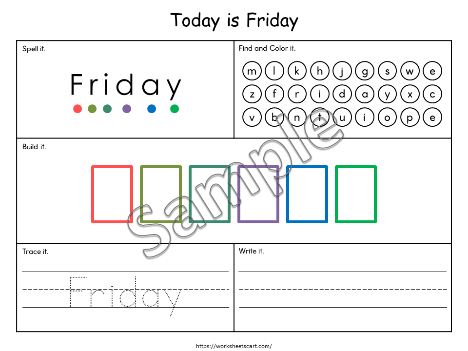 Days of the Week Worksheet, Days of the Week Printable, Learning Days of the Week, Preschool, Kindergarten, Grade 1, Instant Download, WWF454