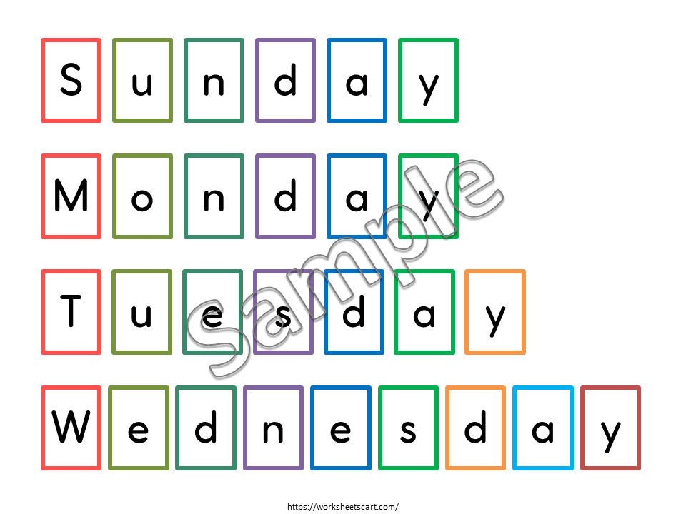 Days of the Week Worksheet, Days of the Week Printable, Learning Days of the Week, Preschool, Kindergarten, Grade 1, Instant Download, WWF454