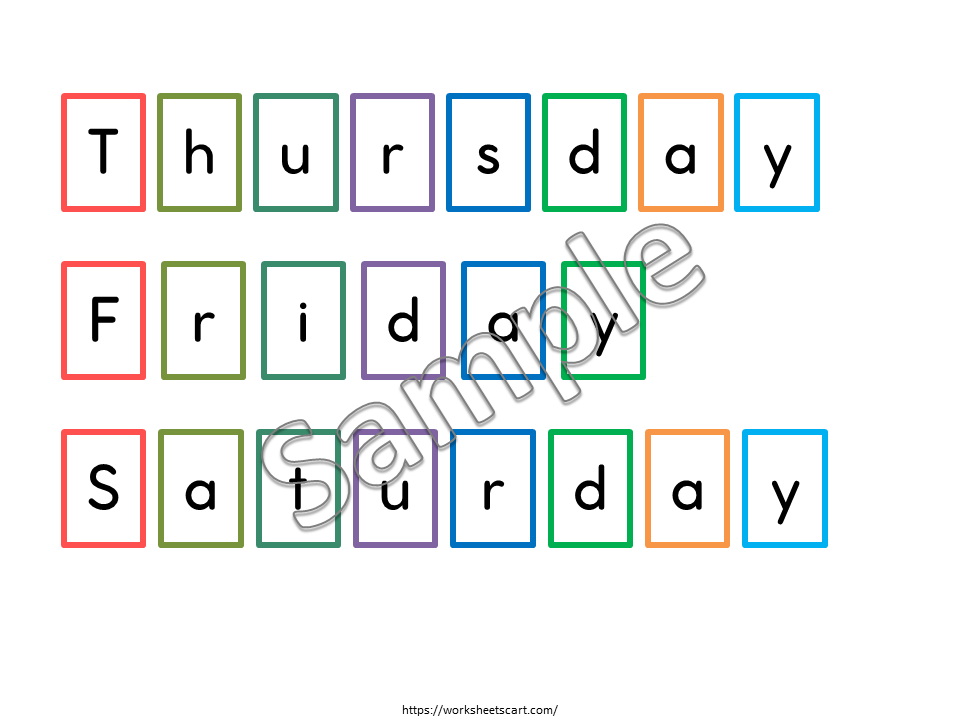 Days of the Week Worksheets Printable for Preschool & Kindergarten | Trace, Spell & Build | Early Literacy PDF, WWF454