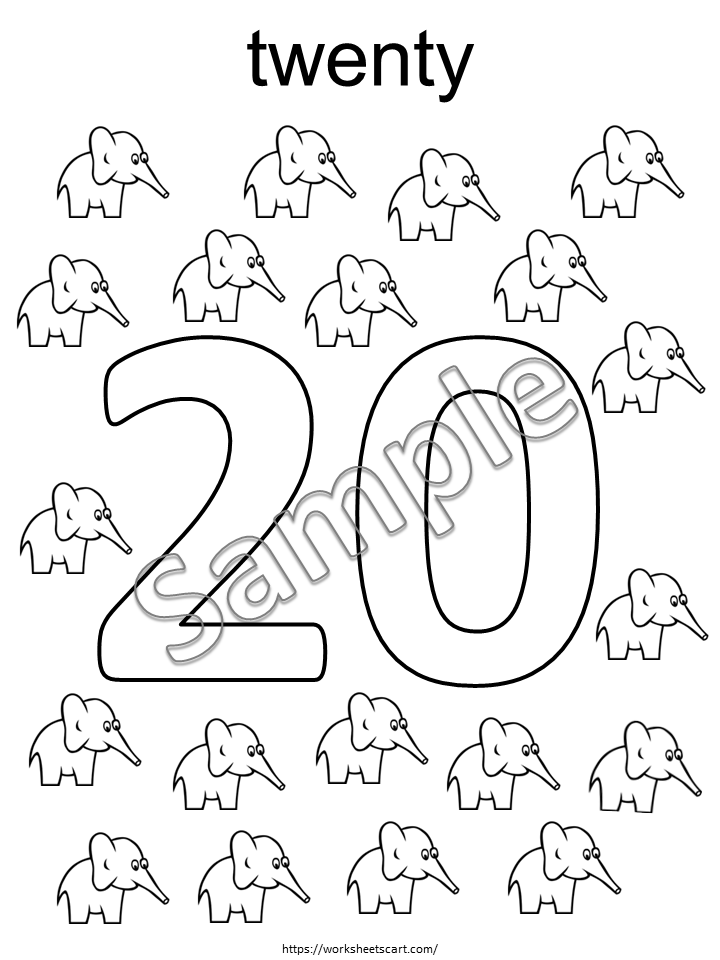 Number Coloring Pages (1-20) Printable, Preschool Worksheets, Coloring Pages for Kids, Kindergarten Activity, Homeschool, Instant Download, WWF455