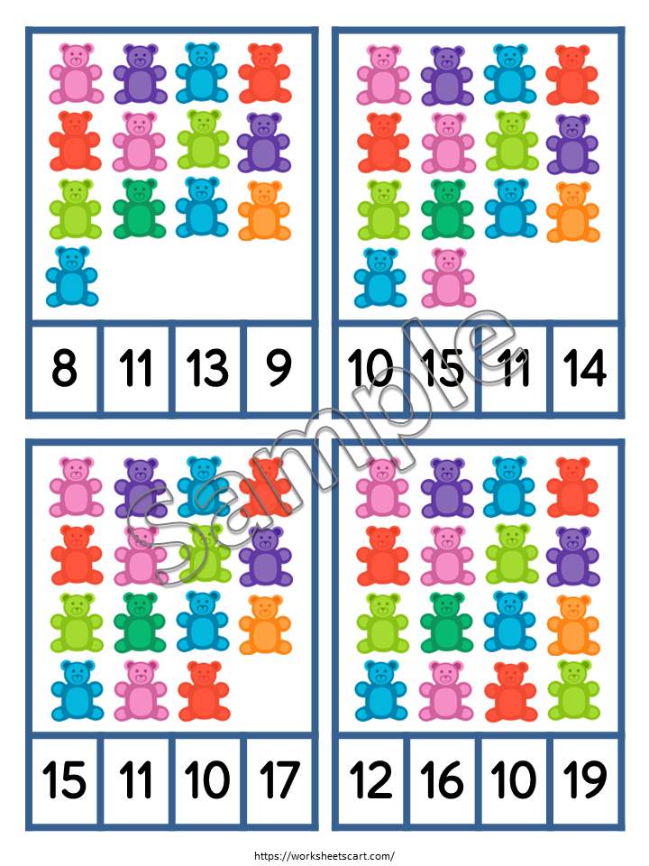 Count & Clip Cards 1–20 Printable Bear Counting Activity for Preschool & Kindergarten Math Centers, WWF459
