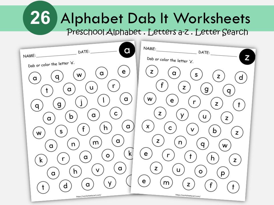 Alphabet Search & Dab It Worksheets | Preschool & Kindergarten Learning Printable | Letter Recognition Activity | Fine Motor Practice, WWF461
