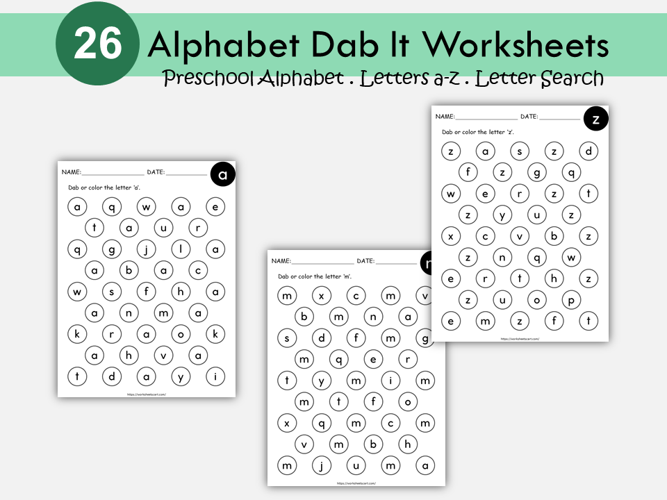 Alphabet Search & Dab It Worksheets | Preschool & Kindergarten Learning Printable | Letter Recognition Activity | Fine Motor Practice, WWF461