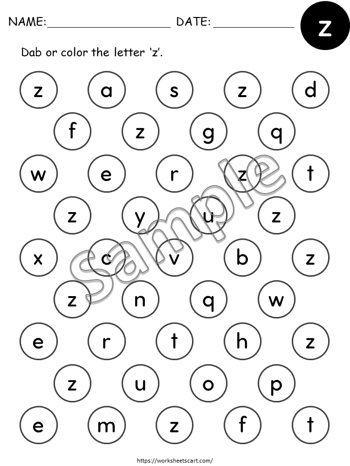 Lowercase Letter Dab Worksheets A–Z | Alphabet Dot Marker Activity for Preschool & Kindergarten, WWF461