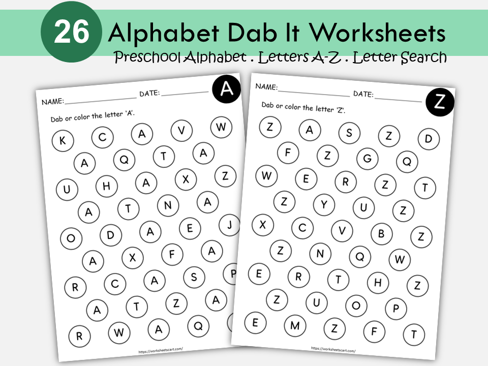 Alphabet Search & Dab It Worksheets | Preschool & Kindergarten Learning Printable | Letter Recognition Activity | Fine Motor Practice, WWF462