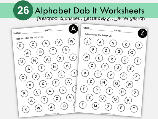 Alphabet Search & Dab It Worksheets | Preschool & Kindergarten Learning Printable | Letter Recognition Activity | Fine Motor Practice, WWF462