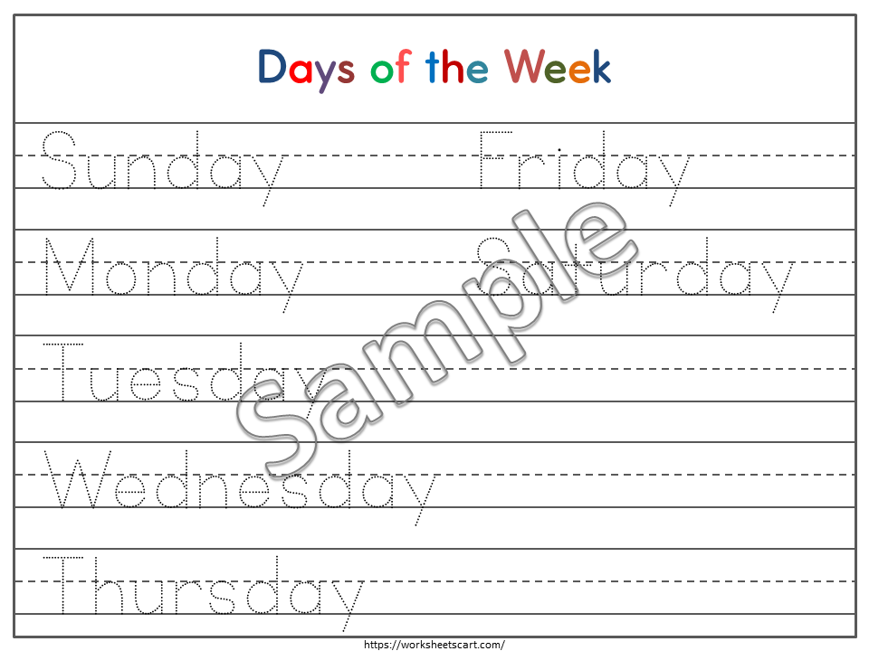 Tracing Worksheets Printable, Tracing Worksheets for Kids, Alphabet, Numbers, Days of the Week, Months of the Year, Homework, Homeschool, WWF463