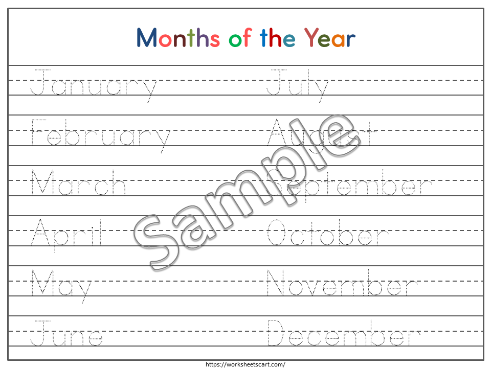 Tracing Worksheets Printable, Tracing Worksheets for Kids, Alphabet, Numbers, Days of the Week, Months of the Year, Homework, Homeschool, WWF463