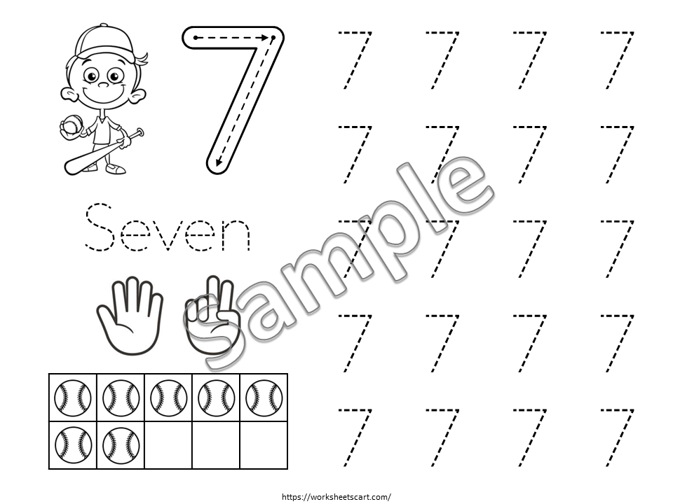 0-10 Number Tracing, Baseball Theme Preschool Worksheet Printable, Handwriting Practice, Kindergarten Worksheets, Number Writing, WWF464