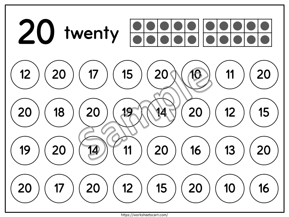 Number Search Worksheets Printable, Kindergarten Math, Numbers to 20, Counting, Instant Download, PreK, Homeschool, Teacher Resources, WWF466