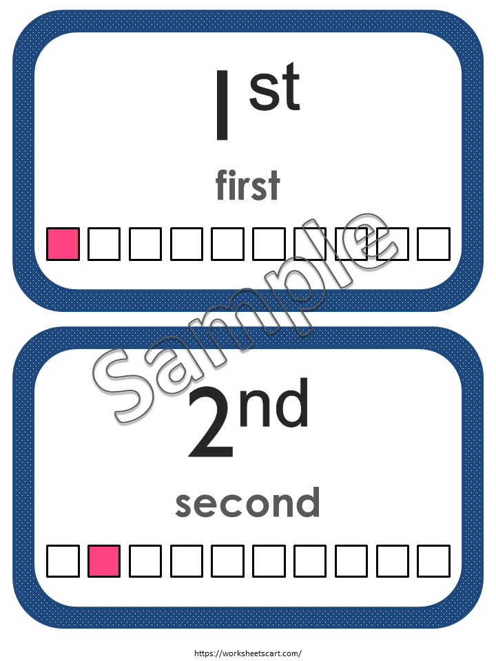 Ordinal Numbers Flash Cards, Preschool Counting Flash Cards, Number Cards 1-10, Montessori Flash Cards, Instant Download, WWF467