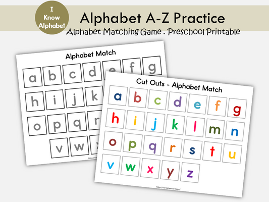 AAlphabet Matching Game Printable | Lowercase Letter Match Activity Mat for Preschool and Kindergarten, WWF471