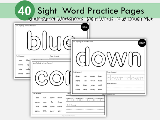 Sight Word Activities  Sight Words for Kindergarten First Grade Kids Printable Kindergartener Daily Practice Worksheets Workbook, WWF473
