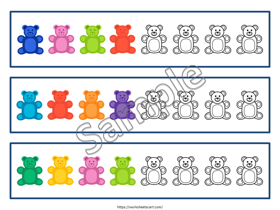 Patterns with Bears, Pattern Copy Cards, Repeat the Pattern Cards, Pattern Worksheet, Color Recognition, Preschool Math Activities, Coloring, WWF477