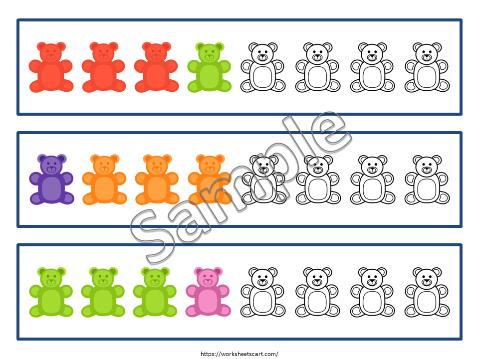 Patterns with Bears, Pattern Copy Cards, Repeat the Pattern Cards, Pattern Worksheet, Color Recognition, Preschool Math Activities, Coloring, WWF477