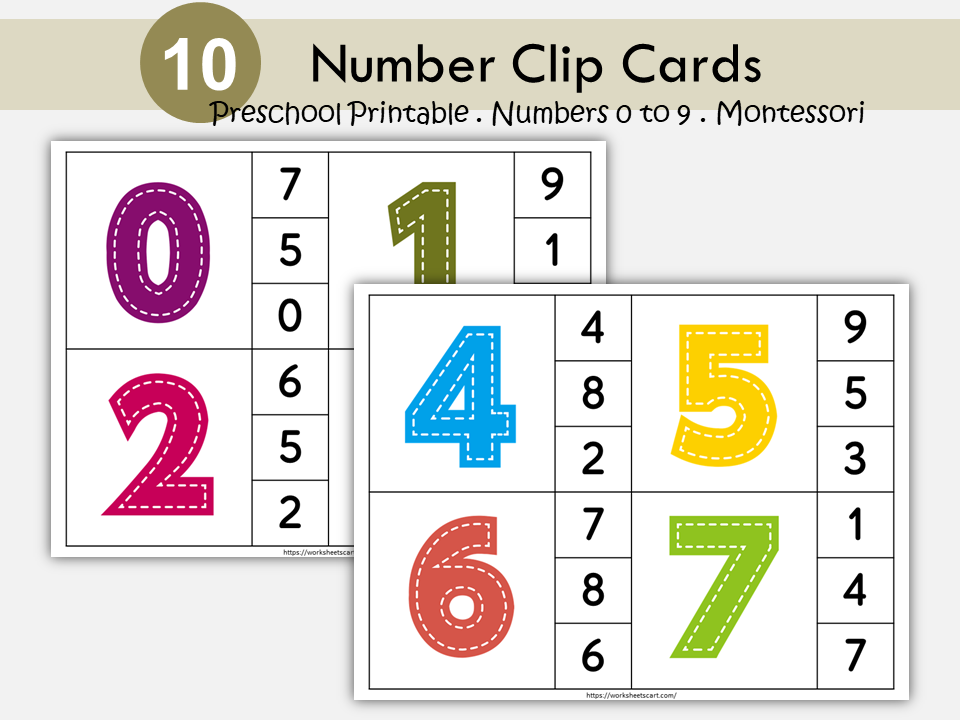 Number Clip Cards, 0-9 Number Flashcards, Number Cards, Number Recognition, Preschool Printable, Kindergarten, Montessori, Math Centers, WWF481