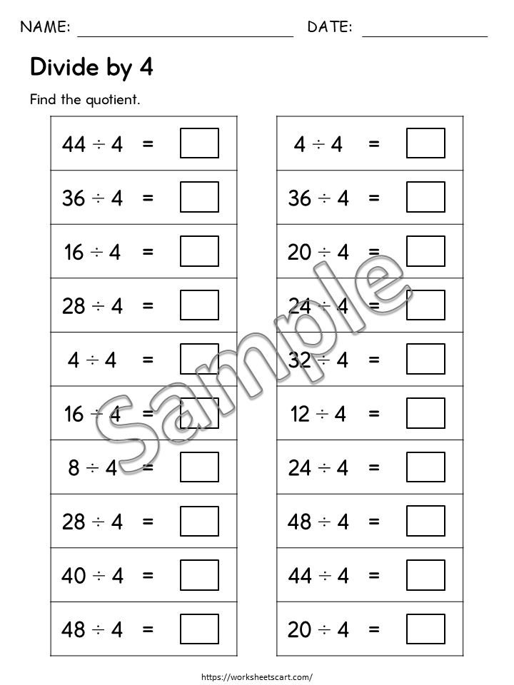 Division Math Drill Worksheets Printable | Fast Facts Practice for Kids | Basic Division PDF | Homeschool & Classroom Math Sheets, WWF494