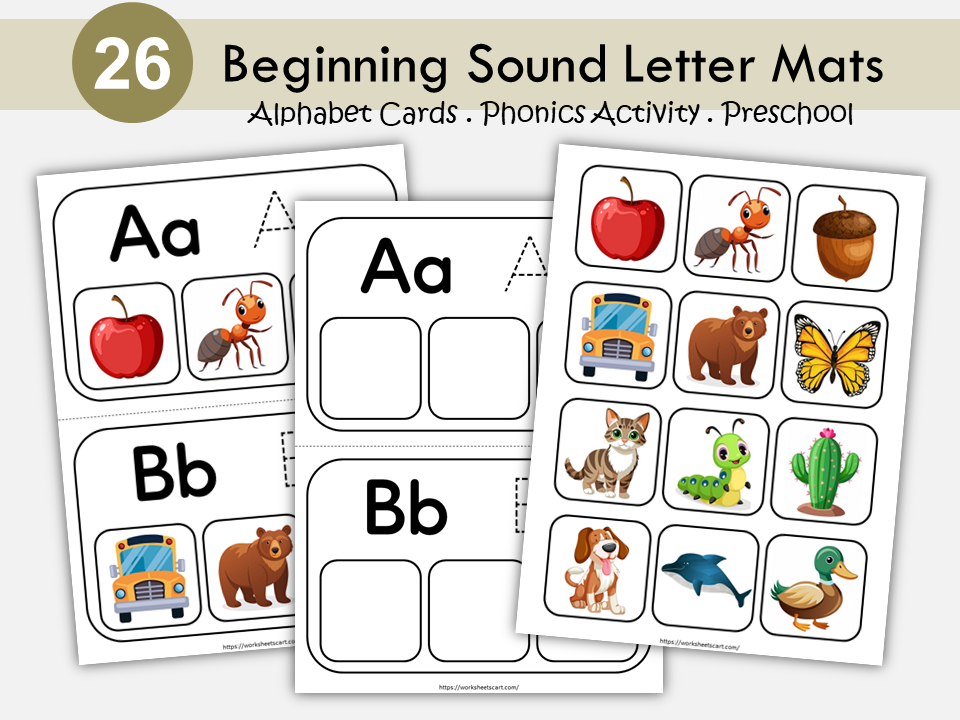 Beginning Sound Letter Matching Game | Alphabet Phonics Activity | Preschool and Kindergarten | Read and Trace Letters | Preschool Literacy Center | ABC Sound Match, WWF498