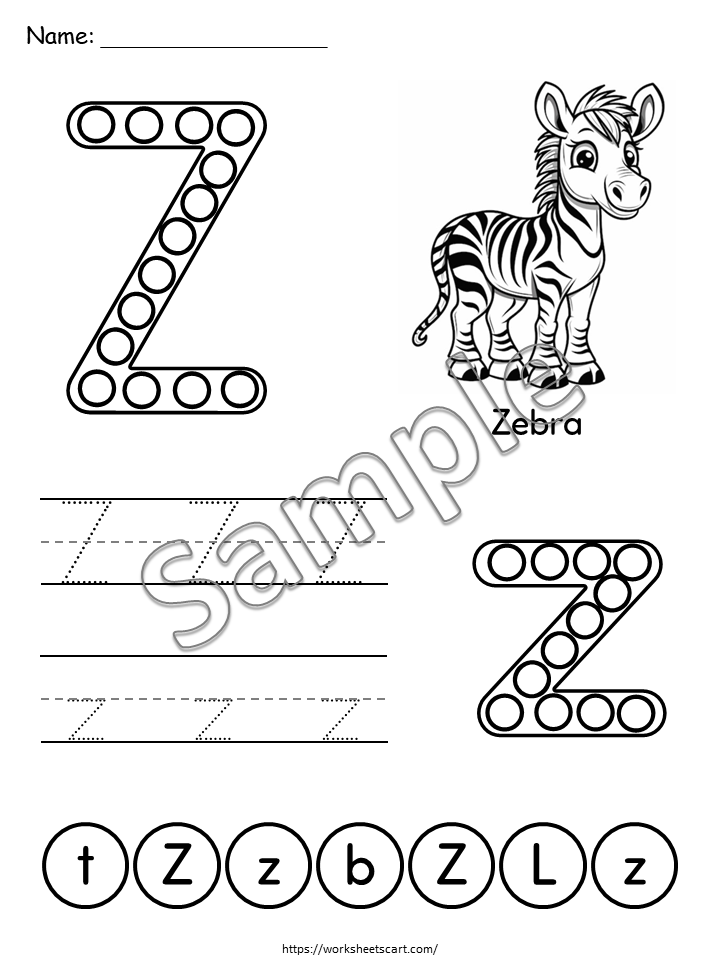 Dot the Letters Alphabet Worksheets Printable for Preschool & Toddlers, WWF508