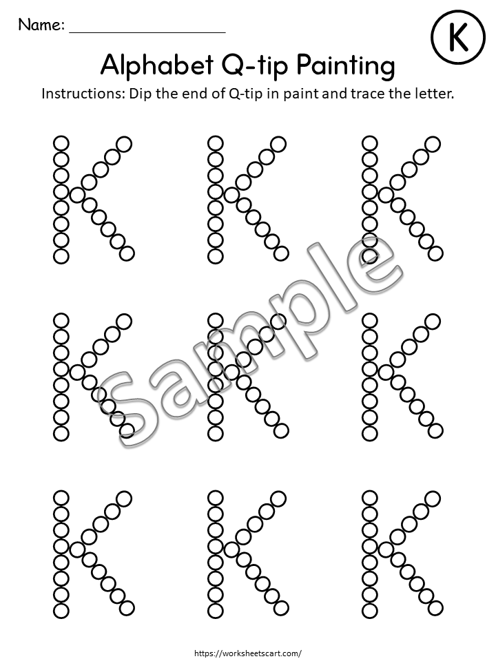 Alphabet Tracing with Q-Tips Printable | A-Z Fine Motor Skill Worksheets | Preschool Letter Learning Activity, WWF510