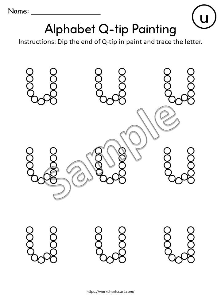 Alphabet Tracing with Q-Tips Printable | A-Z Fine Motor Skill Worksheets | Preschool Letter Learning Activity, WWF510