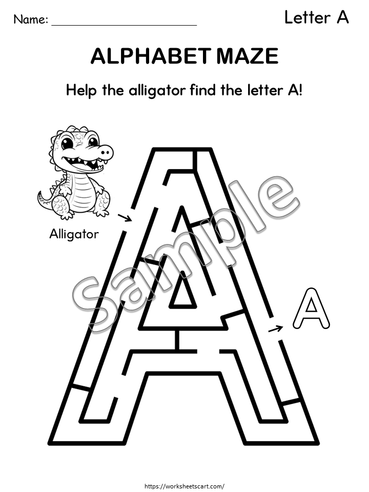 Alphabet Letter Mazes A–Z Worksheets Printable | Fun Phonics & Alphabet Activities for Kids, WWF514