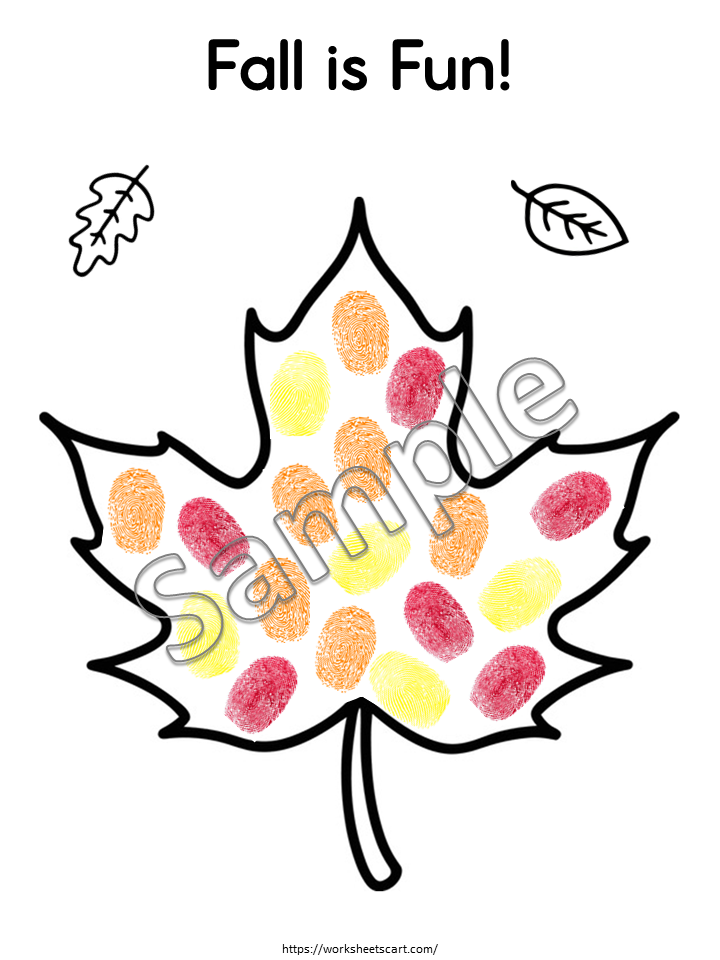 Fall Craft Activities Printable for Kids – Tear, Paste & Paint Autumn Leaf Art, WWF525