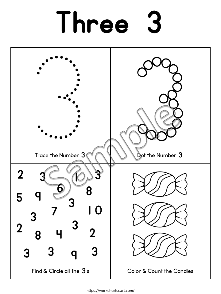 Numbers 1–10 Worksheets for Preschool | Number Tracing, Counting Activities, Kindergarten Math Printables, WWF545