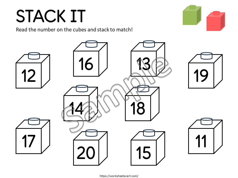 Snap Cube Counting Mats 1-20 Printable | Kindergarten Math Center Activity, WWF555
