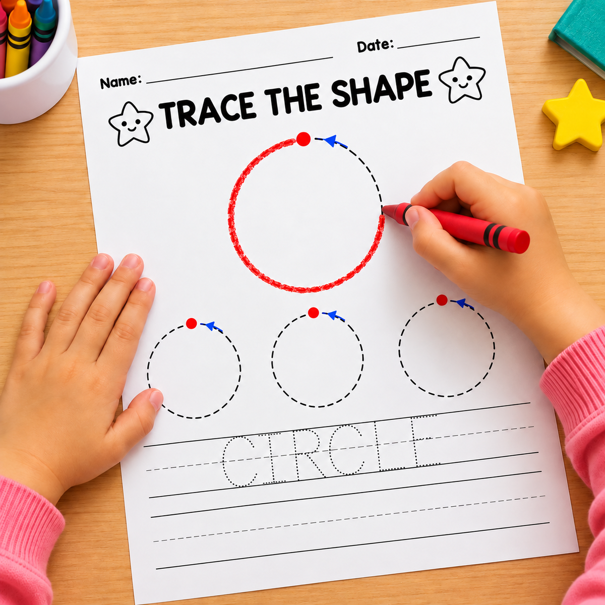 Shape Tracing Worksheets Printable | 14 Preschool & Kindergarten Pages, WWF589