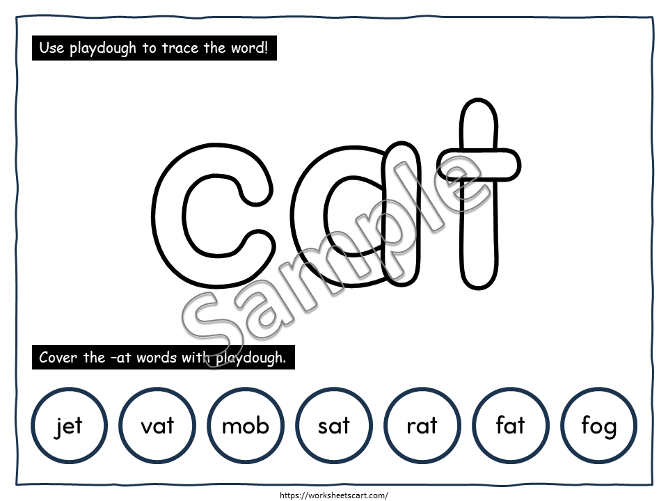 CVC Playdough Mats Printable – 125 CVC Words for Kindergarten Phonics Practice, WWF550