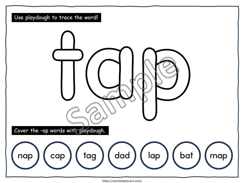 CVC Playdough Mats Printable – 125 CVC Words for Kindergarten Phonics Practice, WWF550