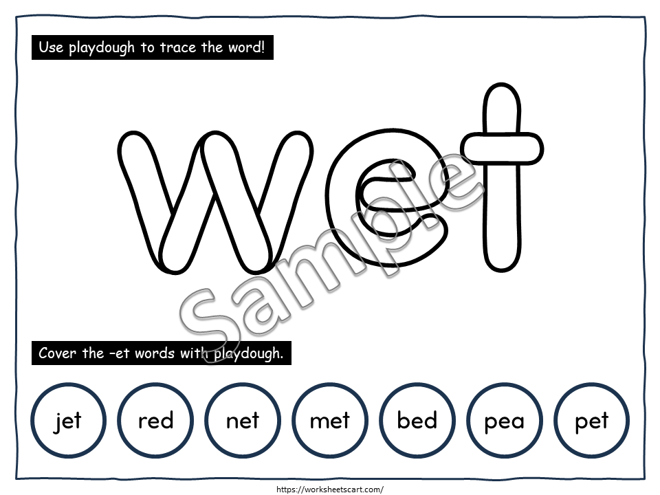 CVC Playdough Mats Printable – 125 CVC Words for Kindergarten Phonics Practice, WWF550