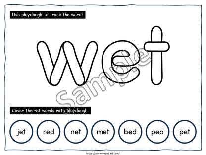 CVC Playdough Mats Printable – 125 CVC Words for Kindergarten Phonics Practice, WWF550