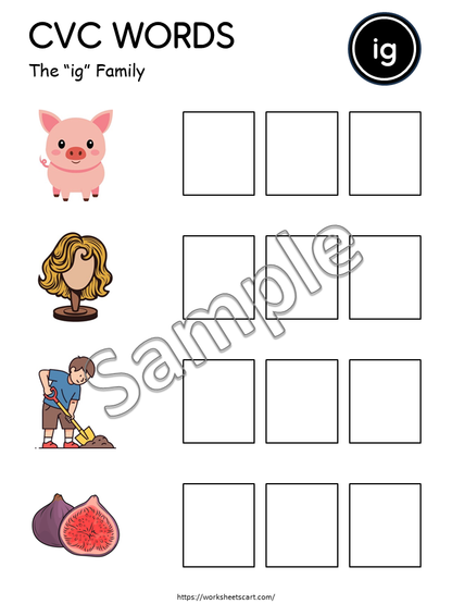 CVC Word Family Mats Printable for Kindergarten | Science of Reading Phonics Activity, WWF549