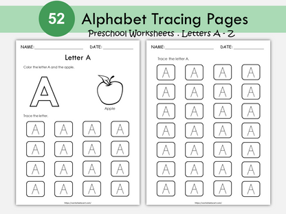 Alphabet Tracing Worksheets, Alphabet Trace, ABC Handwriting Practice, Letter Tracing Printable, Homeschool, Instant download, WWF101