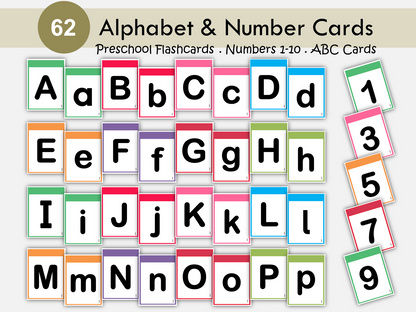 Alphabet Flashcards, ABC Letters Cards, Preschool Kids Curriculum Printable, A to Z-Uppercase & Lowercase, Numbers, Kindergarten, Montessori, WWF104