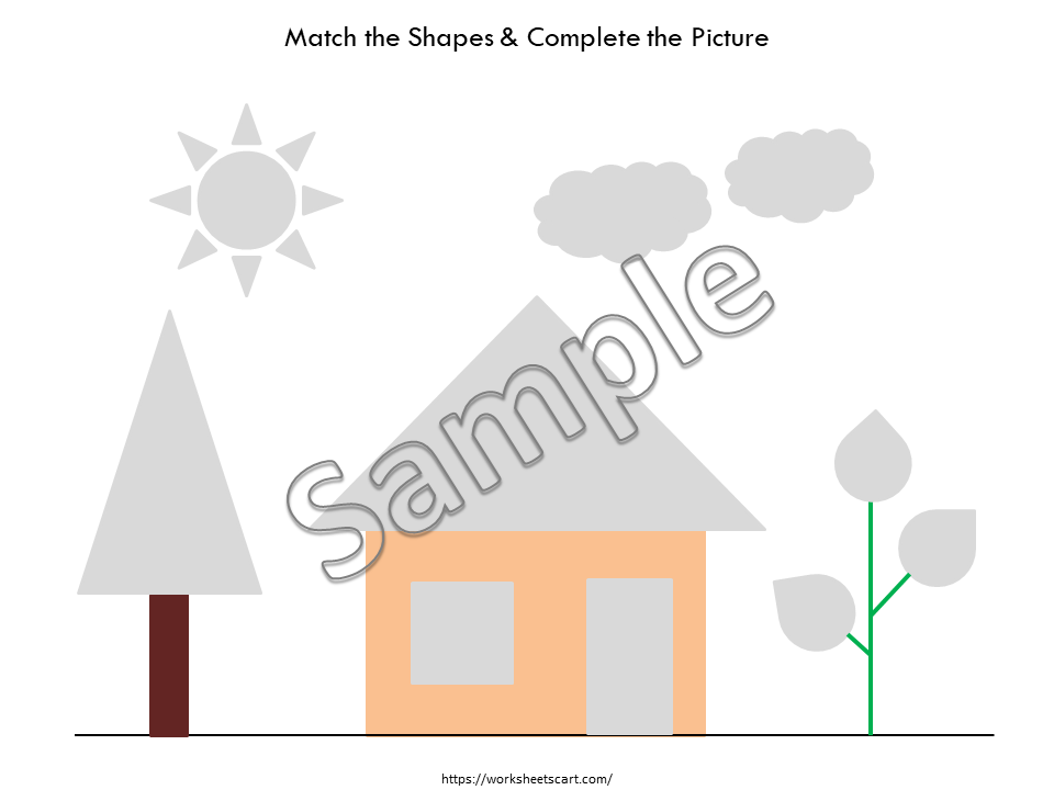 Shapes Worksheet Preschool, Shapes Worksheets for Toddlers, Shapes Matching Activity, Shapes Activities, Shapes Printable, Preschool Shapes, WWF105