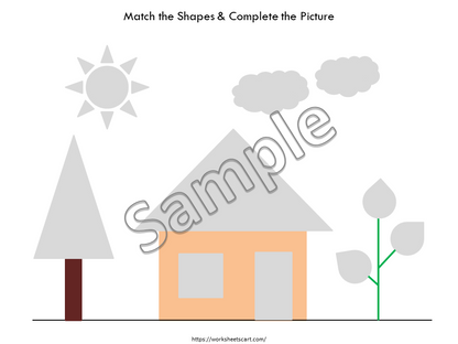 Shapes Worksheet Preschool, Shapes Worksheets for Toddlers, Shapes Matching Activity, Shapes Activities, Shapes Printable, Preschool Shapes, WWF105