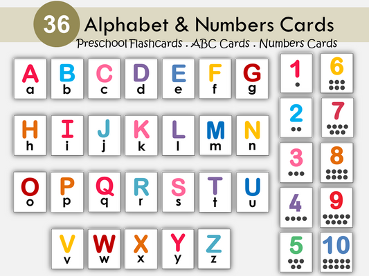 Alphabet Flashcards, ABC Cards, Letters Printable, Numbers 1-10 Cards, Toddlers Activities, Preschool, Nursery Kids, Montessori, Homeschool, WWF108