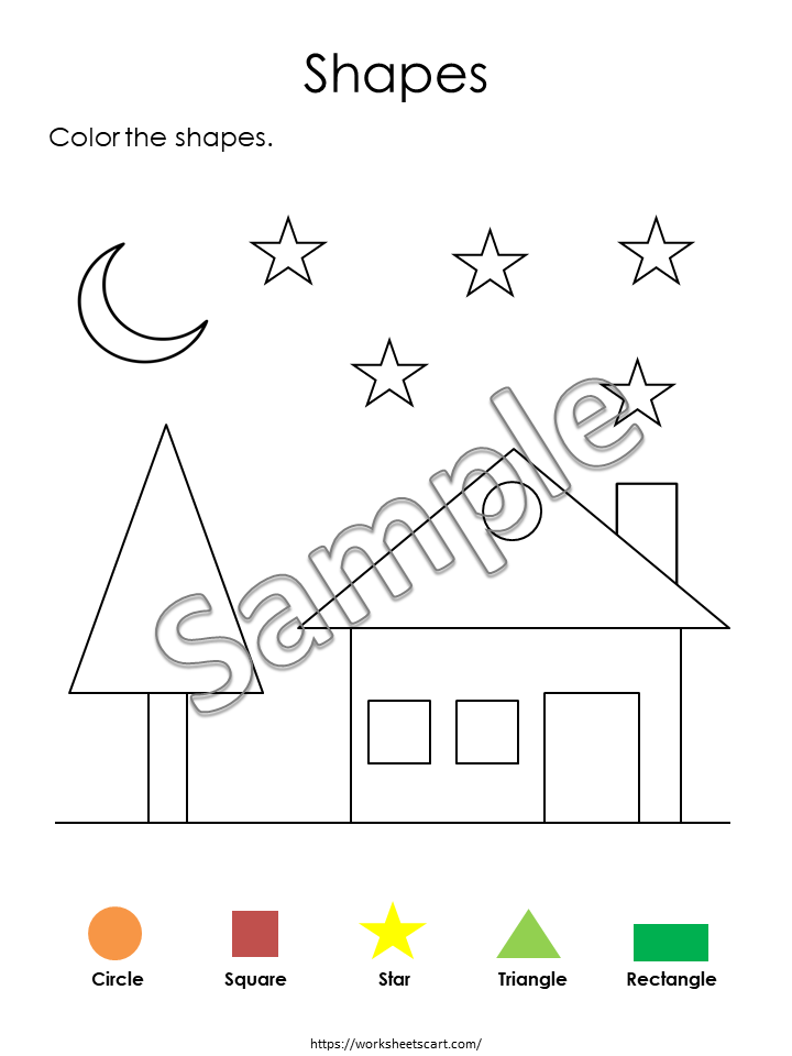 Shapes Worksheets, Shapes Learning, Shapes Matching Printable, Shapes Tracing, Toddlers, Preschool 2D Shapes, Kindergarten Curriculum, Kids, WWF109