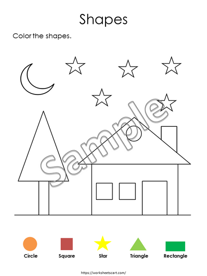 Shapes Worksheets, Shapes Learning, Shapes Matching Printable, Shapes Tracing, Toddlers, Preschool 2D Shapes, Kindergarten Curriculum, Kids, WWF109