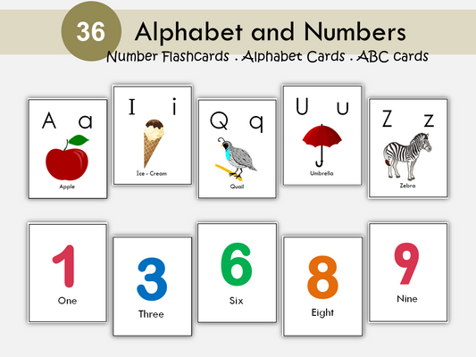 26 ABC Flash Cards, Alphabet Cards, A-Z Cards, Learn ABCs, Alphabet Flashcards, Numbers 1-10 Flashcards, Montessori Cards, Digital Download, WWF110