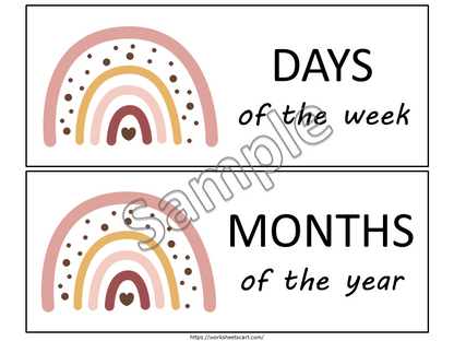 Days Of The Week Flashcards, Months Of The Year Printables, Display, Labels, Folders, Preschool, Kindergarten Curriculum, Toddlers, Kids, WWF111