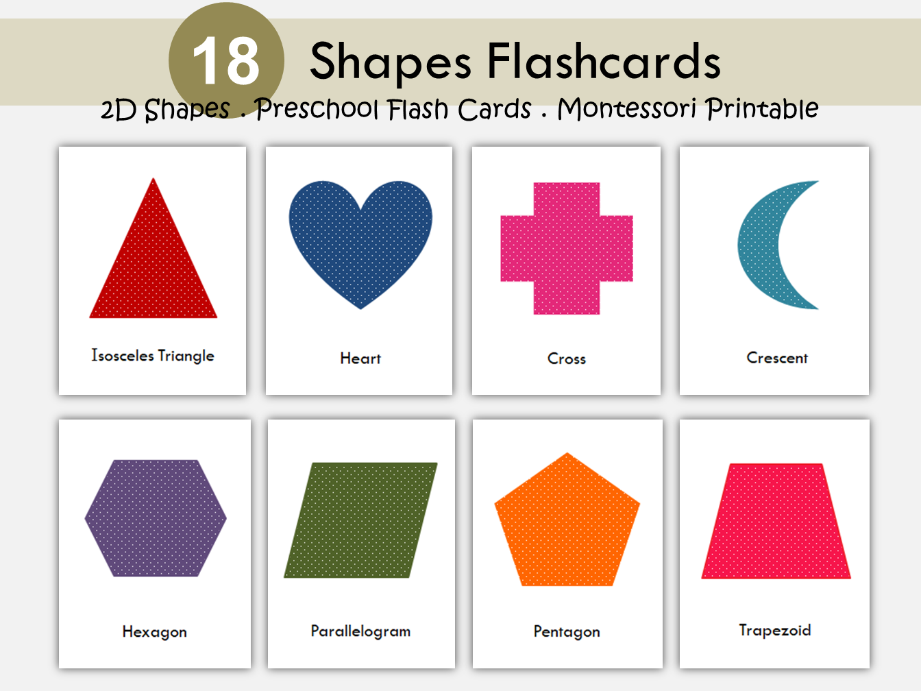 Preschool Shapes Flashcards, Montessori Flash Cards, Printable Preschool Activities, Preschool Materials, Homeschool, DIGITAL DOWNLOAD, WWF113